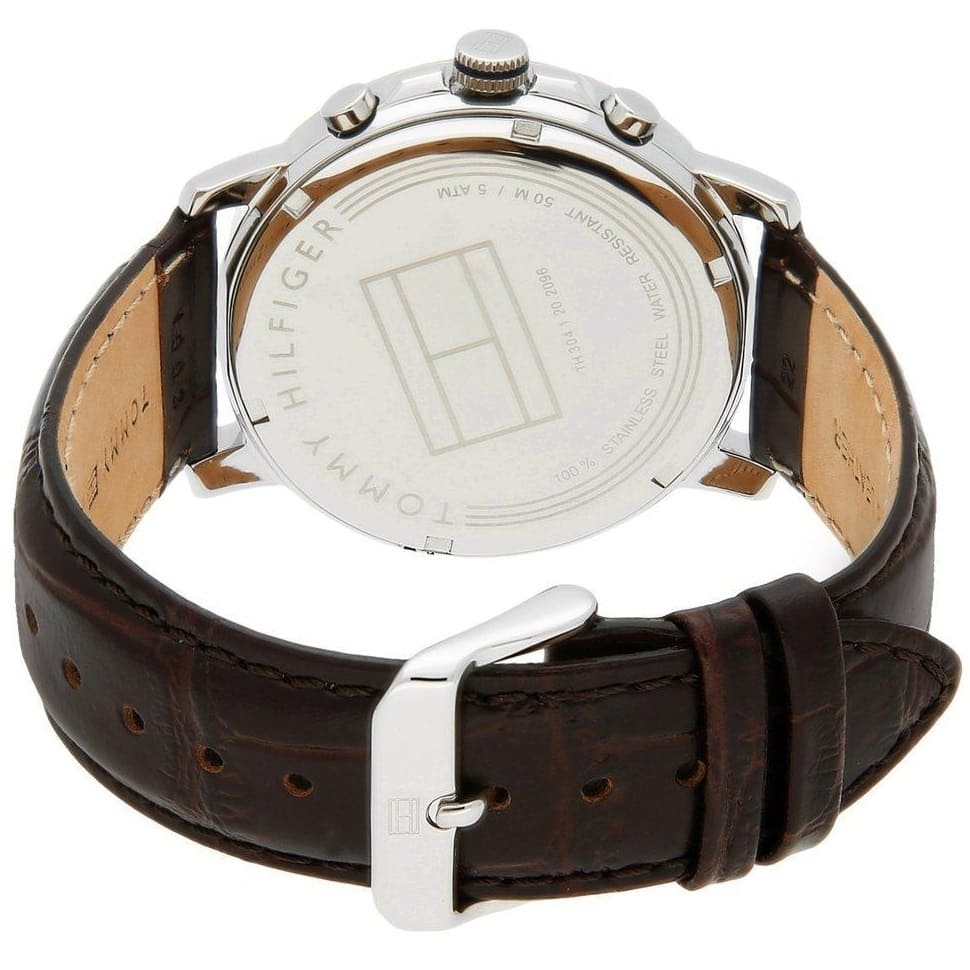 Back view of the Tommy Hilfiger 1791290 watch showing the stainless steel caseback