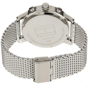 Angled view of the Tommy Hilfiger 1791292 highlighting the polished silver stainless steel case