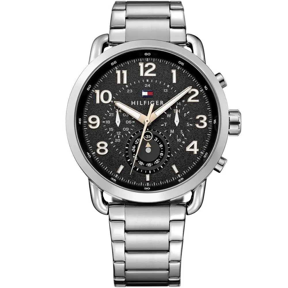 Tommy Hilfiger Briggs 1791422 men's watch with silver case black dial and large numerals