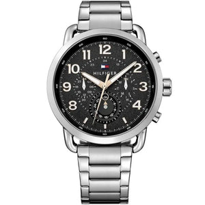 Tommy Hilfiger Briggs 1791422 men's watch with silver case black dial and large numerals