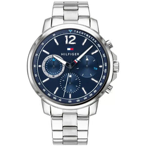 Tommy Hilfiger Landon 1791534 men's watch with silver case blue dial and steel bracelet