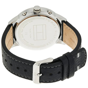 Angled view of the Tommy Hilfiger 1791630 highlighting the polished silver stainless steel case