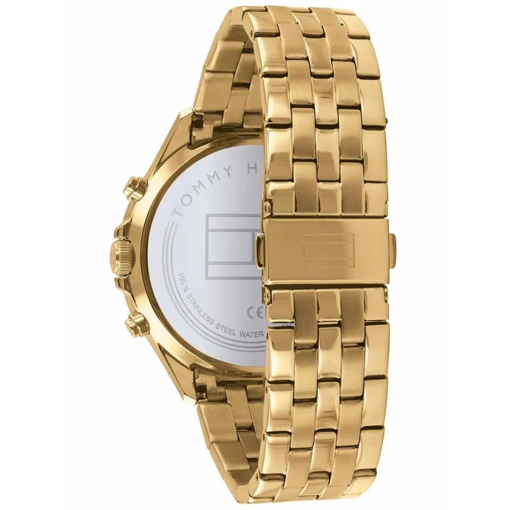 Gold-tone deployment clasp on the stainless steel bracelet of the Tommy Hilfiger 1791708