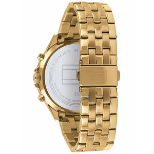 Gold-tone deployment clasp on the stainless steel bracelet of the Tommy Hilfiger 1791708