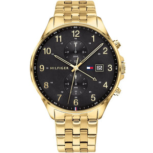 Tommy Hilfiger West 1791708 men's watch with gold case black dial and gold steel bracelet