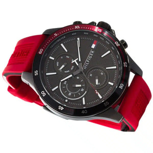Side profile view showing the 11mm case thickness and sporty design of the Tommy Hilfiger 1791722