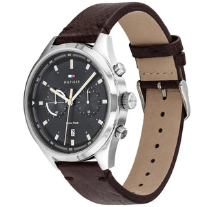 Side profile view showing the slim case thickness and classic design of the Tommy Hilfiger 1791729