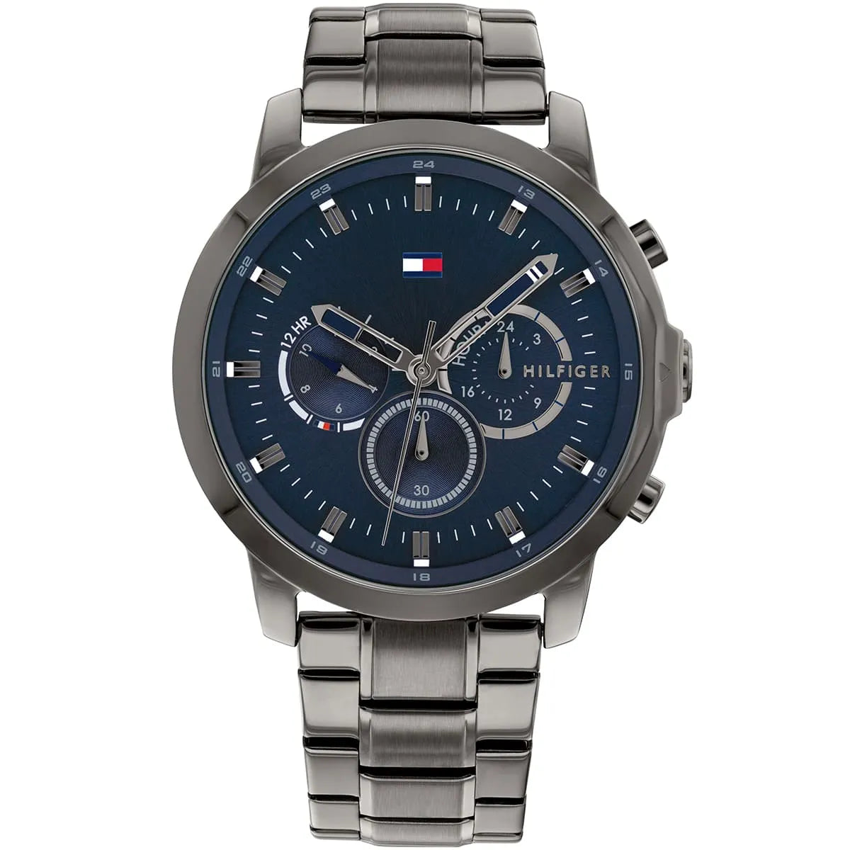 Tommy Hilfiger Jameson 1791796 men's watch with gunmetal case blue dial and steel bracelet