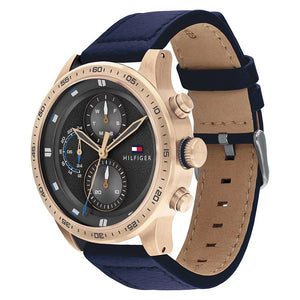 Side profile view of the polished rose gold case of the Tommy Hilfiger 1791808