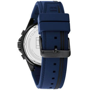 Left side perspective of the case and sporty bezel details of the Tommy Hilfiger 1791860 watch
