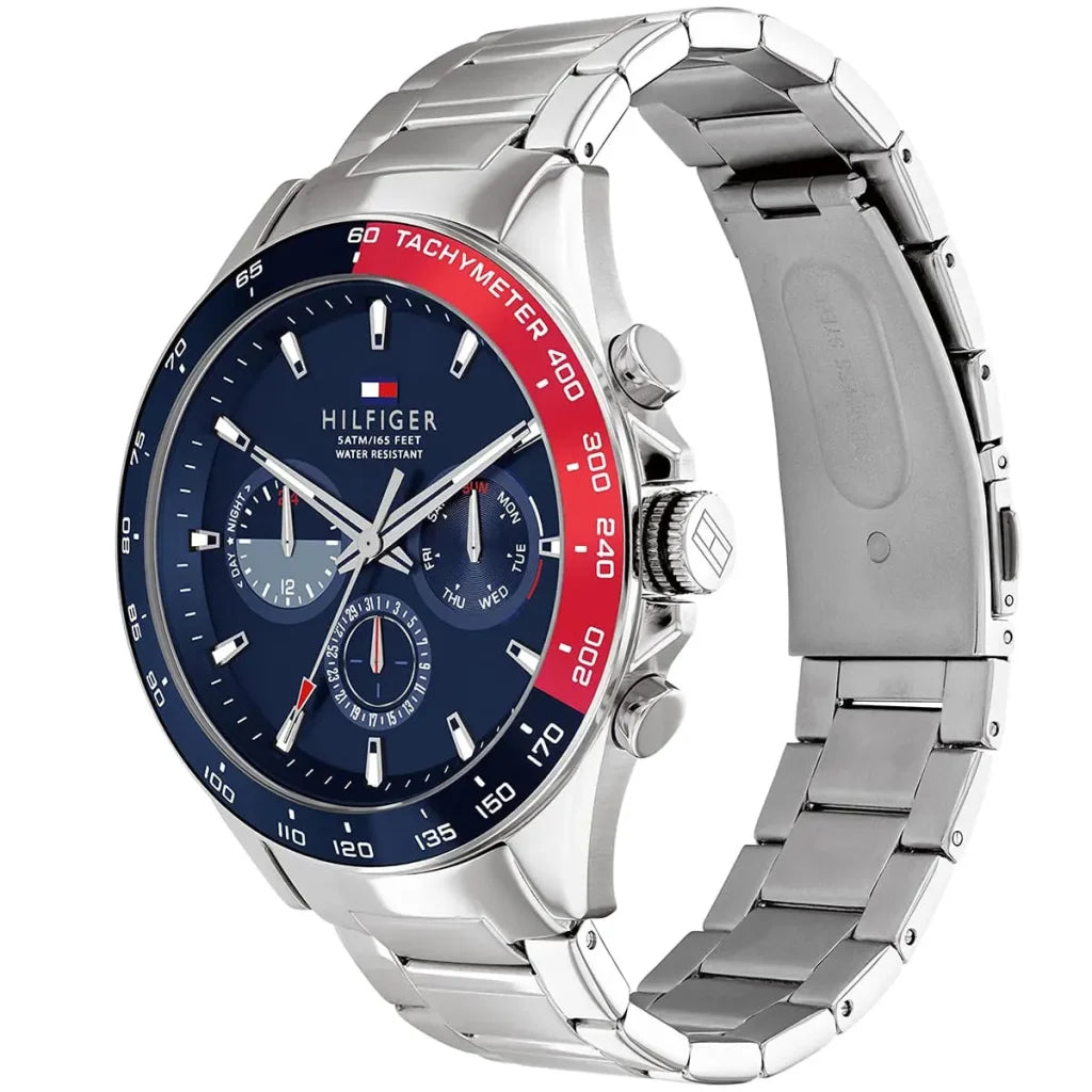 Side view of Tommy Hilfiger 1791968 showing the silver crown and 11mm case thickness