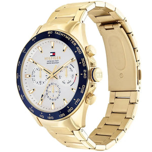 Side view of Tommy Hilfiger 1791969 showing the gold crown and case thickness