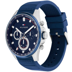 Angled view of the Tommy Hilfiger 1791970 highlighting the silver stainless steel case