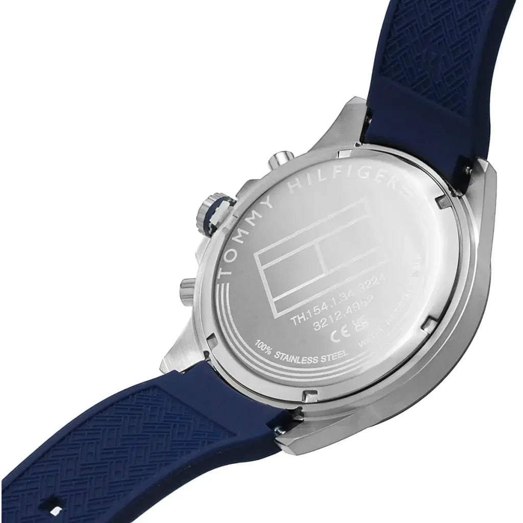 Side profile view of the polished silver case of the Tommy Hilfiger 1791970