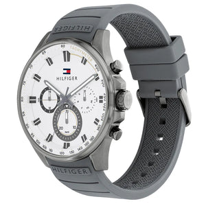 Side view of Tommy Hilfiger 1791972 showing the gunmetal crown and 10mm case thickness