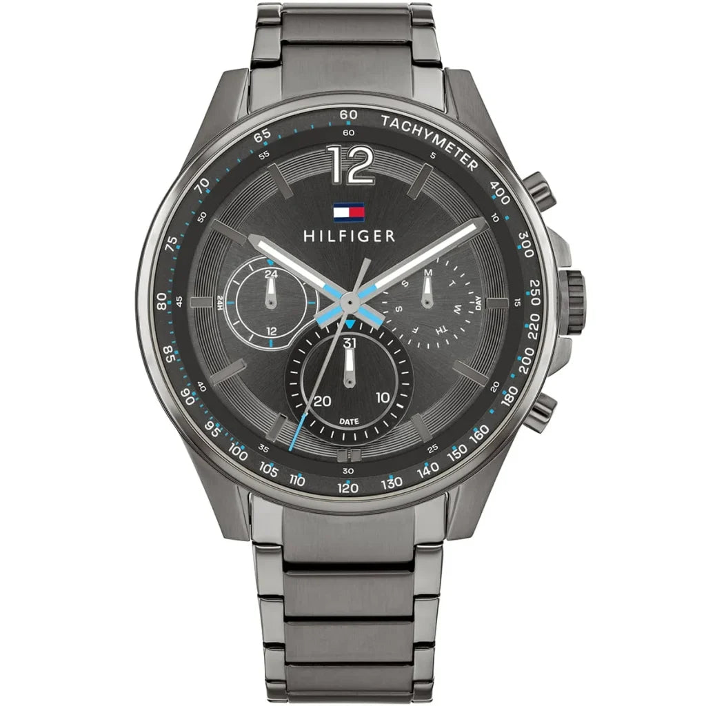 Tommy Hilfiger Max 1791975 men's watch with gunmetal case grey dial and steel bracelet