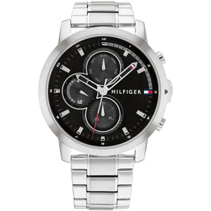 Tommy Hilfiger Jameson 1792048 men's watch with silver case black dial and steel bracelet
