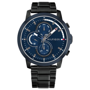 Tommy Hilfiger Lars 1792049 men's watch with black stainless steel bracelet and navy dial