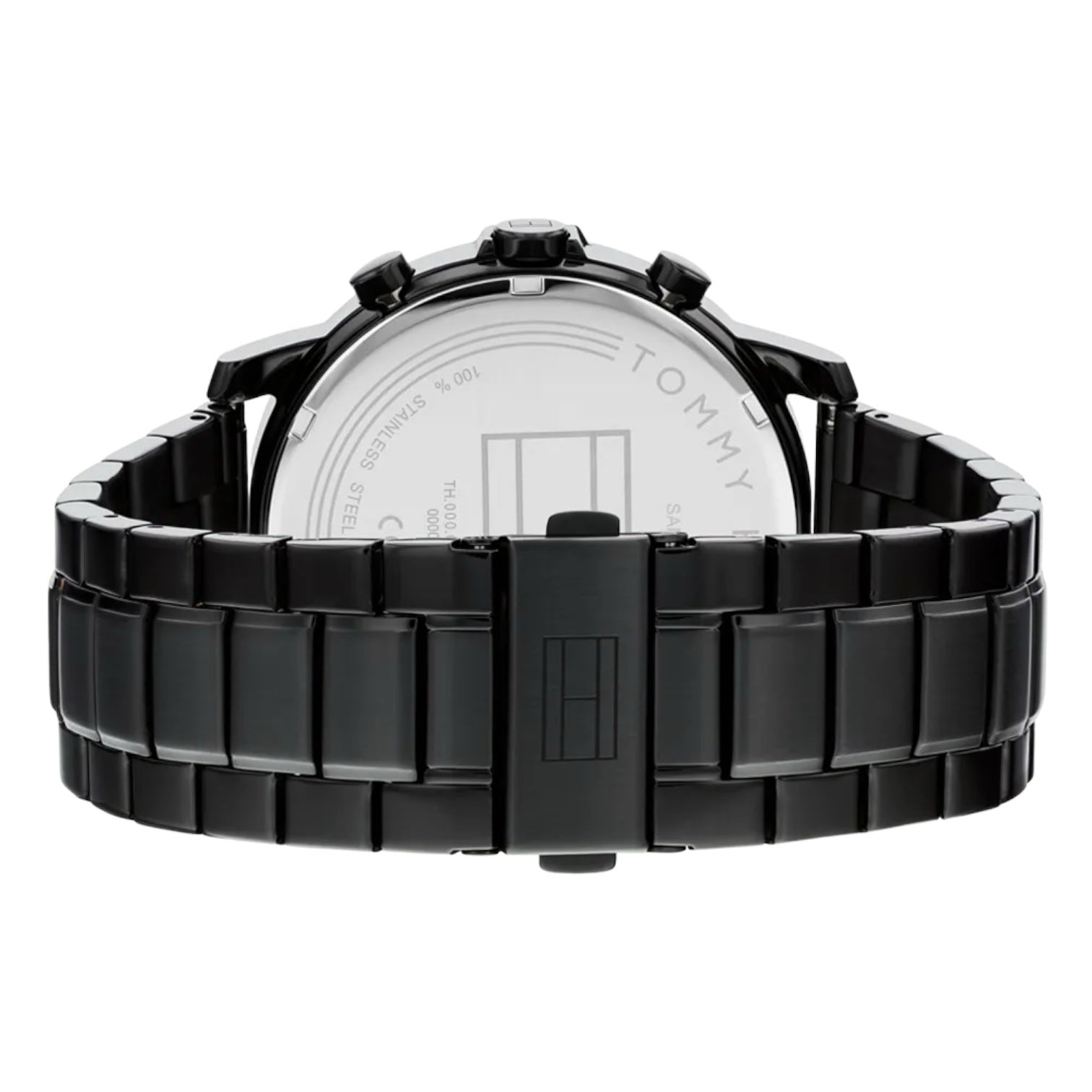 Side profile view of the 11mm black case of the Tommy Hilfiger 1792049