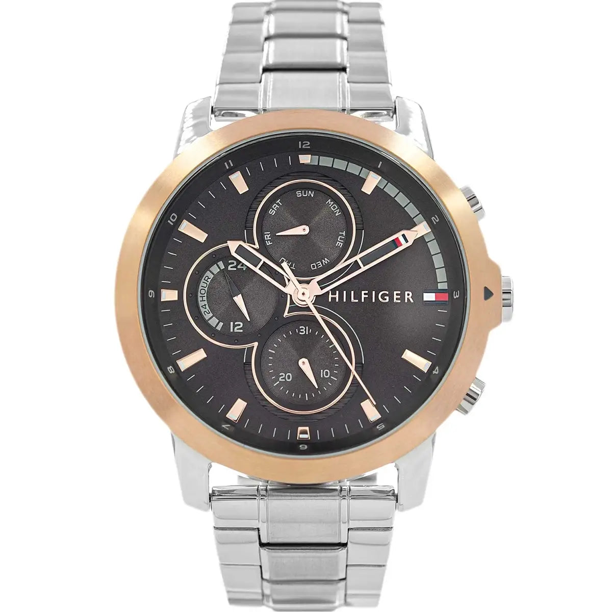 Tommy Hilfiger Jameson 1792050 men's watch with silver case rose gold bezel and grey dial