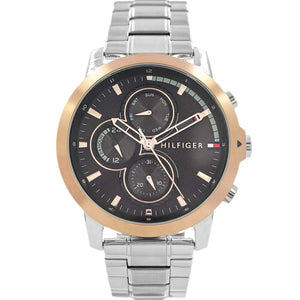 Tommy Hilfiger Jameson 1792050 men's watch with silver case rose gold bezel and grey dial