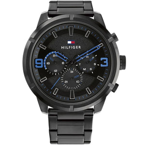 Tommy Hilfiger Wild 1792070 men's watch with black case textured dial and steel bracelet