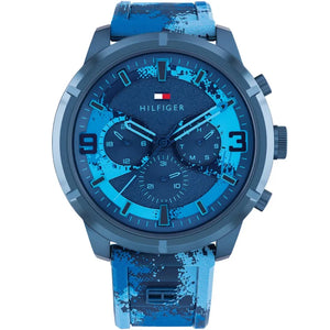 Tommy Hilfiger Wild 1792073 men's watch with blue camo dial and silicone strap