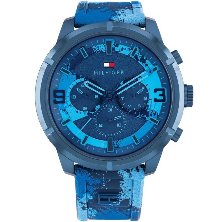Tommy Hilfiger Wild 1792073 men's watch with blue camo dial and silicone strap
