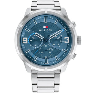 Tommy Hilfiger Wild 1792077 men's watch with silver case blue textured dial and steel bracelet