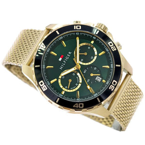 Side profile view of the 11mm gold case of the Tommy Hilfiger 1792093