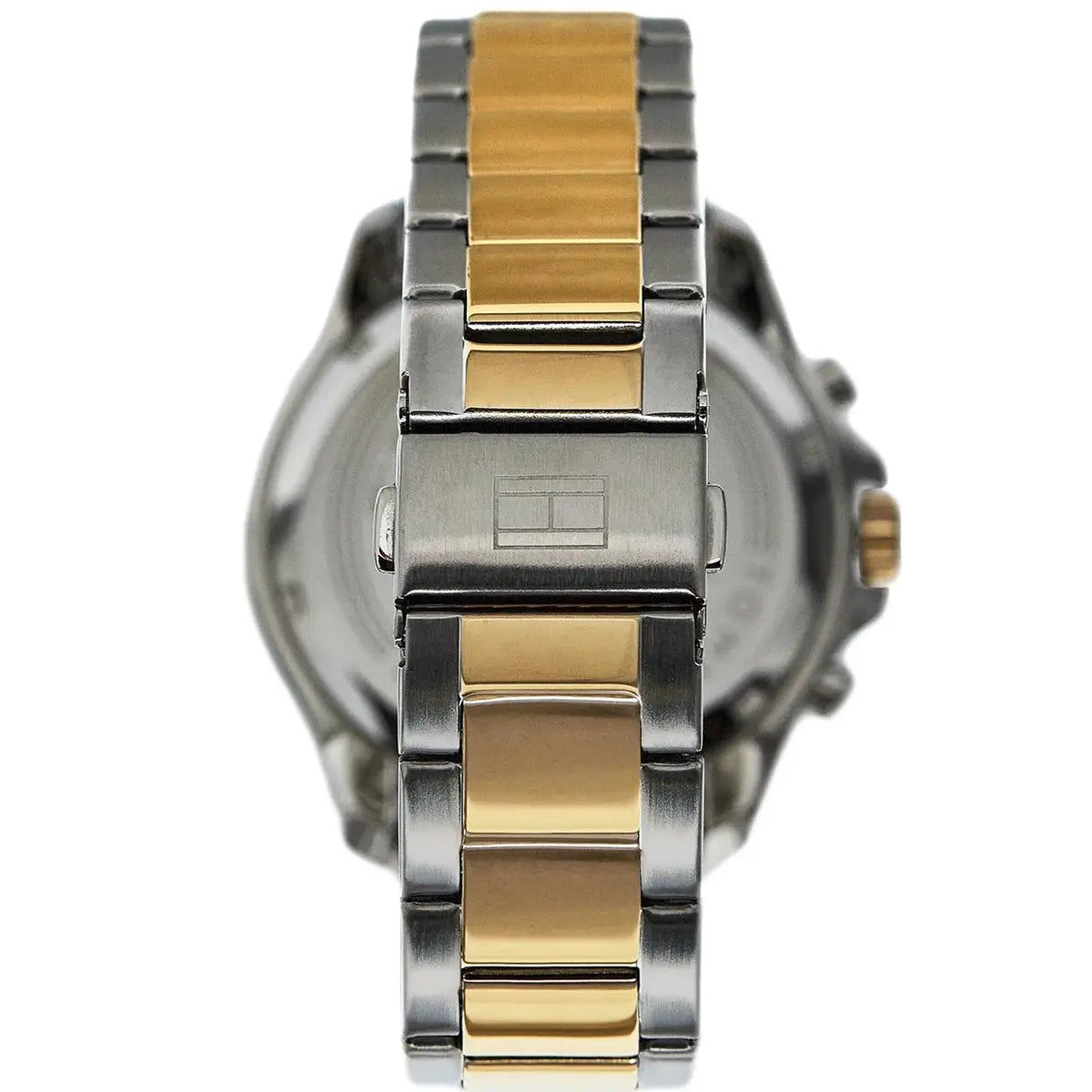 Side profile view of the 11.1mm case of the Tommy Hilfiger 1792095 showing gold crown detail