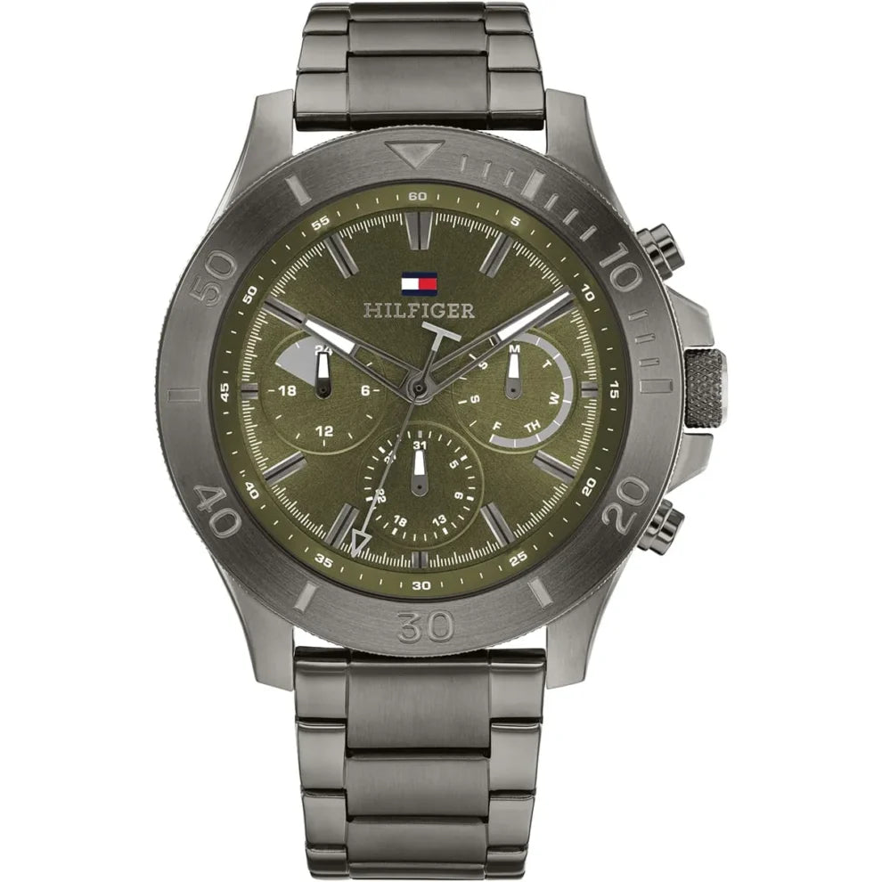 Tommy Hilfiger Bryan 1792115 men's watch with gunmetal grey case and green dial