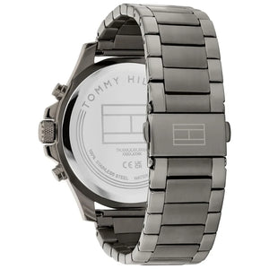 Side view highlighting the gunmetal stainless steel links of Tommy Hilfiger 1792115