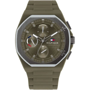 Tommy Hilfiger Neo 1792121 men's watch with olive green case dial and silicone strap