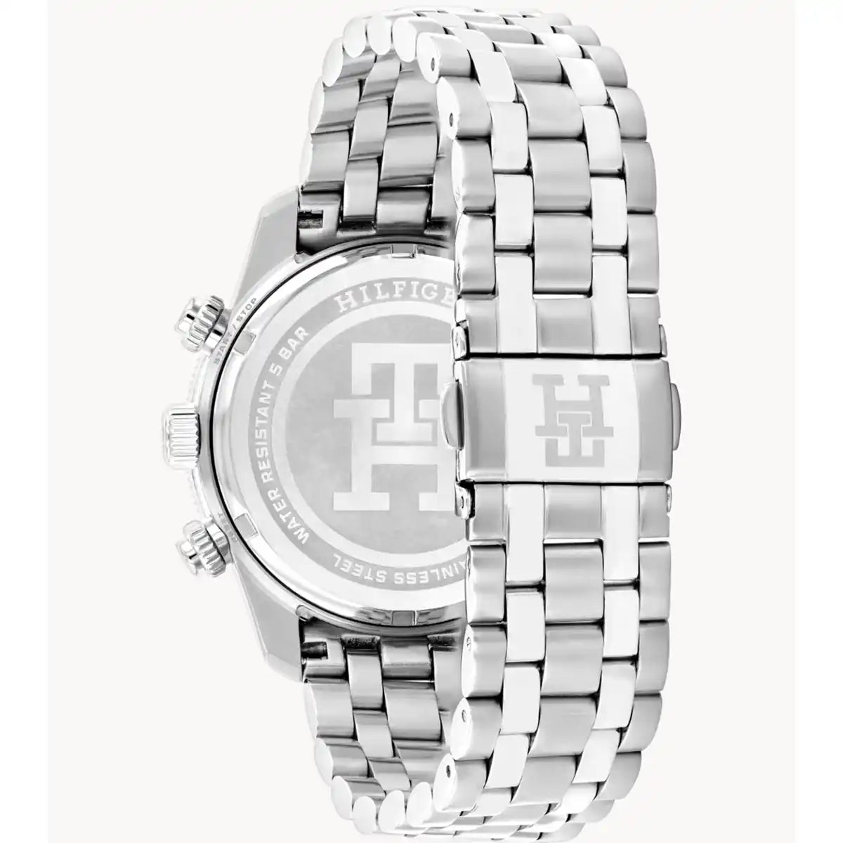 Side profile highlighting the polished stainless steel links of the Tommy Hilfiger 1792156 bracelet