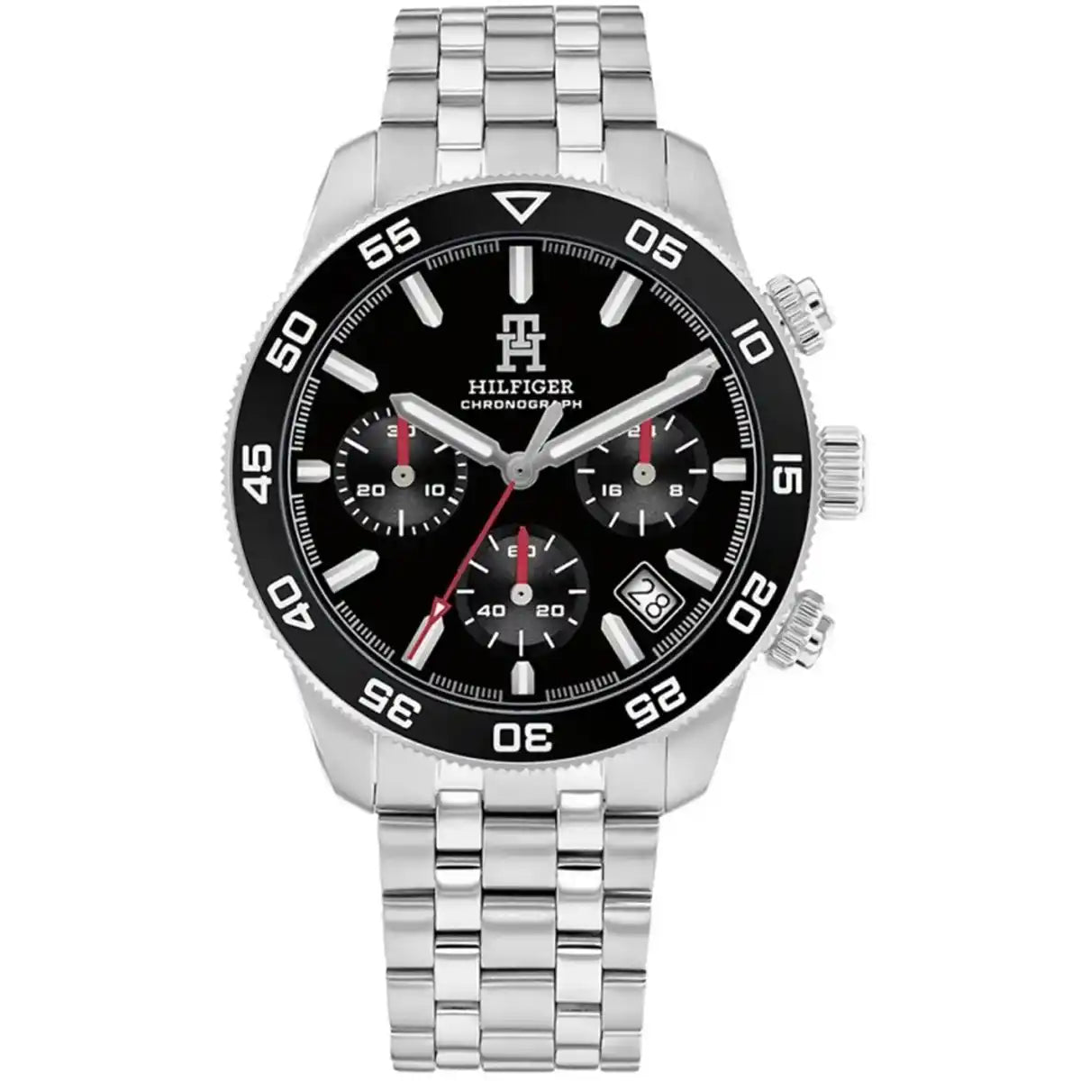 Tommy Hilfiger TH85 1792156 men's chronograph watch with silver case and stainless steel bracelet