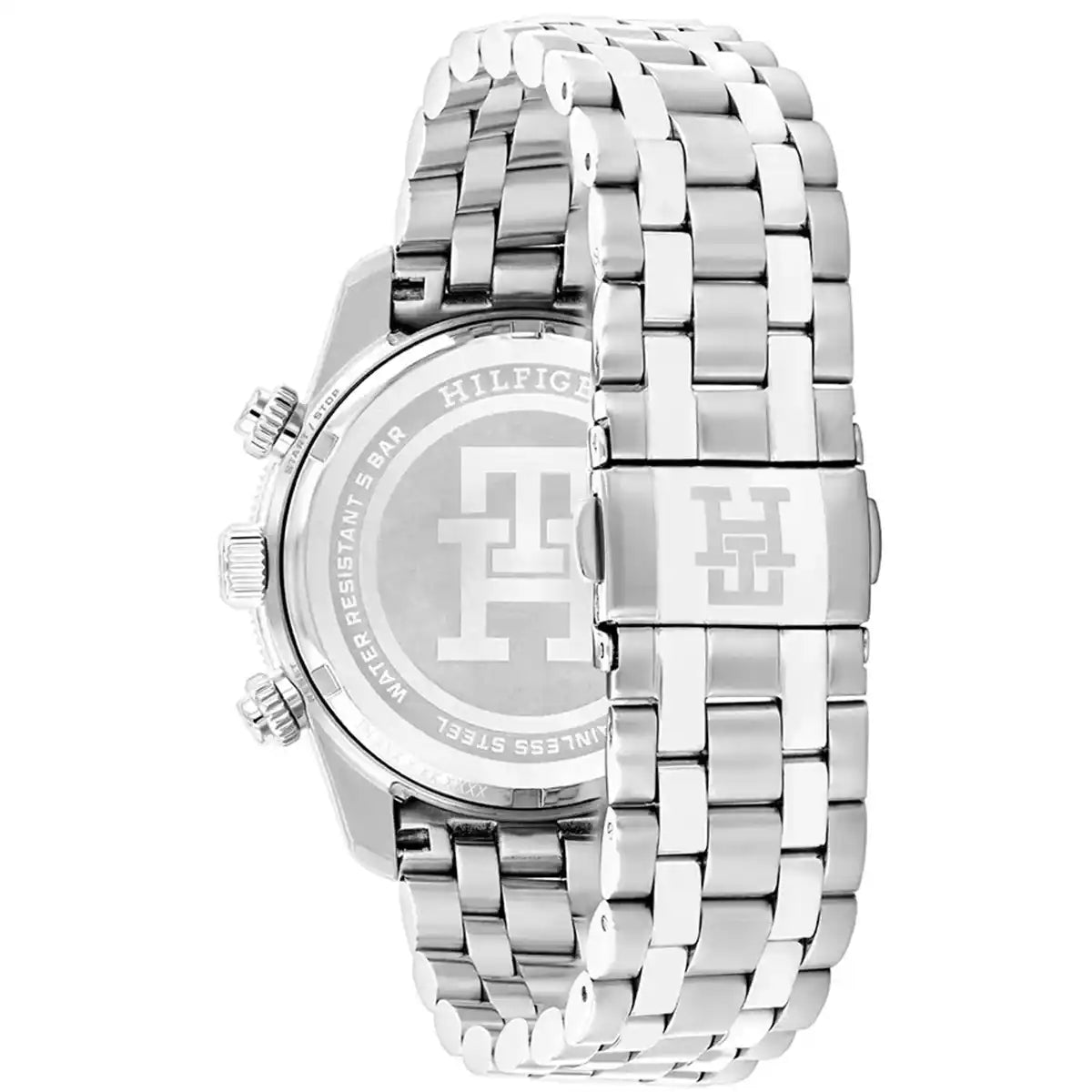 Side profile highlighting the polished stainless steel links of the Tommy Hilfiger 1792185 bracelet