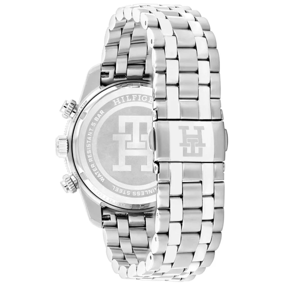 Side profile highlighting the polished stainless steel links of the Tommy Hilfiger 1792186 bracelet