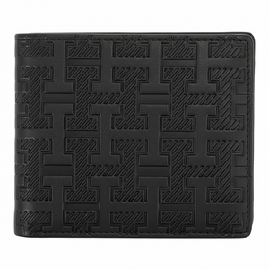 Rear view of the Tommy Hilfiger brown genuine leather wallet highlighting the smooth texture and the continuous horizontal branding stripe