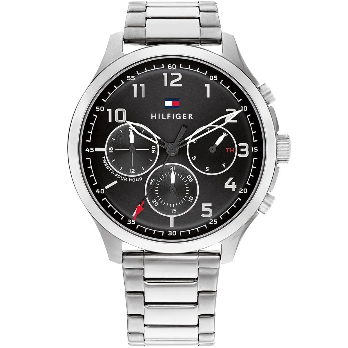 Tommy Hilfiger Asher 1791852 men's watch silver stainless steel bracelet black dial