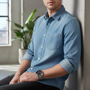 Man wearing bold Tommy Hilfiger Asher 1791852 watch with silver steel bracelet