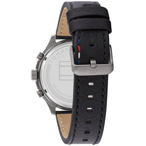 Profile view of Tommy Hilfiger Asher showing case thickness and leather strap