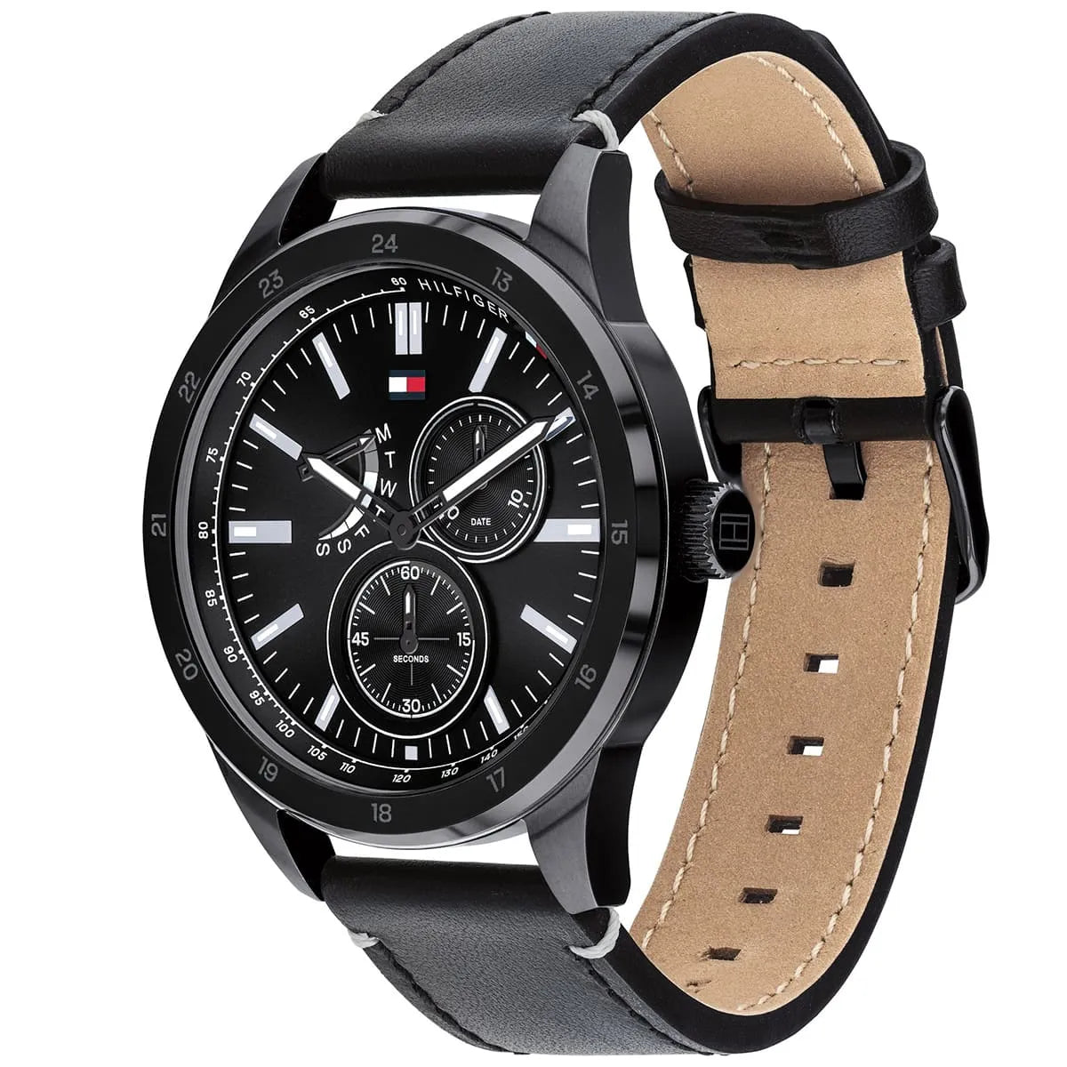 Right side view of Tommy Hilfiger 1791638 showing black ion-plated stainless steel case