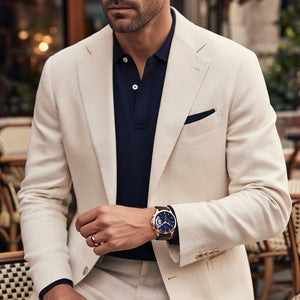 Side profile of the polished rose gold-tone case and textured crown on the Tommy Hilfiger 1710453