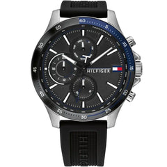 Tommy Hilfiger 1791724 Men's Watch – Silver & Black & Rubber | Original Tommy Hilfiger