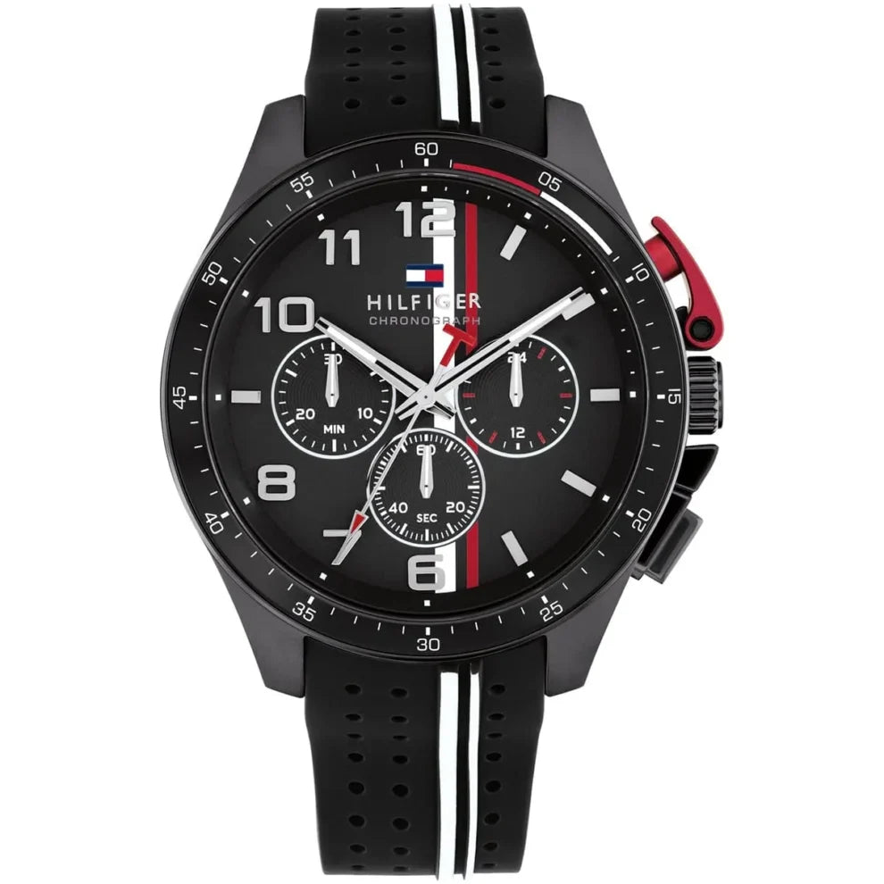Tommy Hilfiger Bank 1792168 men's watch all black case and black rubber strap