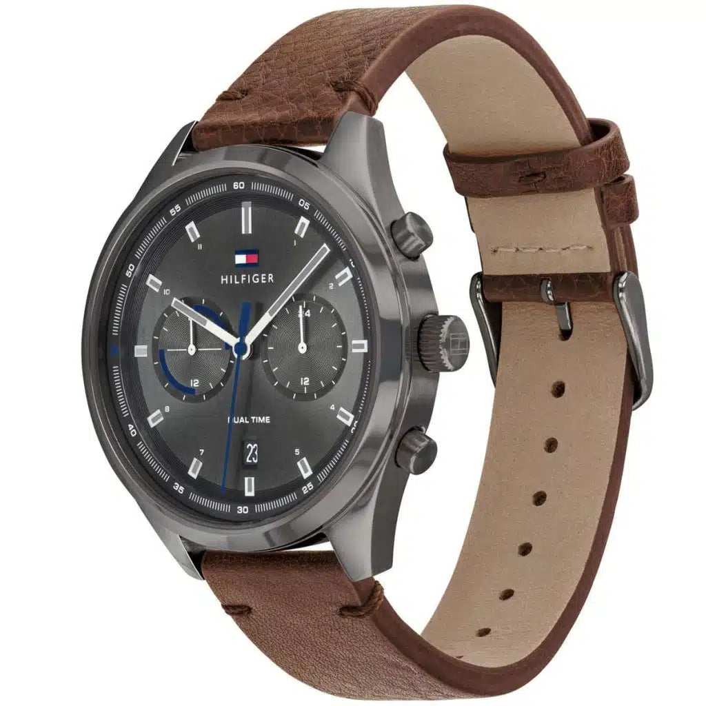 Right side view of Tommy Hilfiger 1791730 showing gunmetal stainless steel case