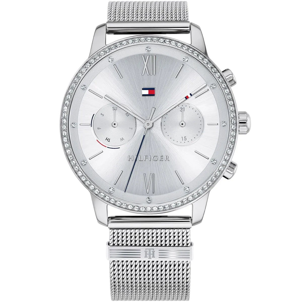 Tommy Hilfiger Blake 1782301 women's watch silver case crystal bezel silver mesh bracelet