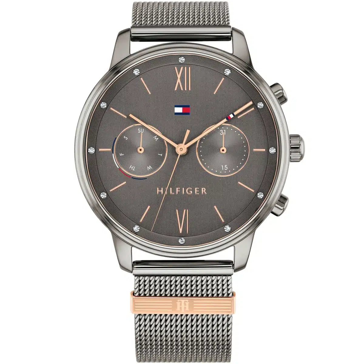 Tommy Hilfiger Blake 1782304 women's watch grey case crystal bezel grey mesh bracelet