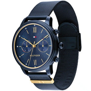 Right side view of Tommy Hilfiger 1782305 showing navy blue ion-plated stainless steel case